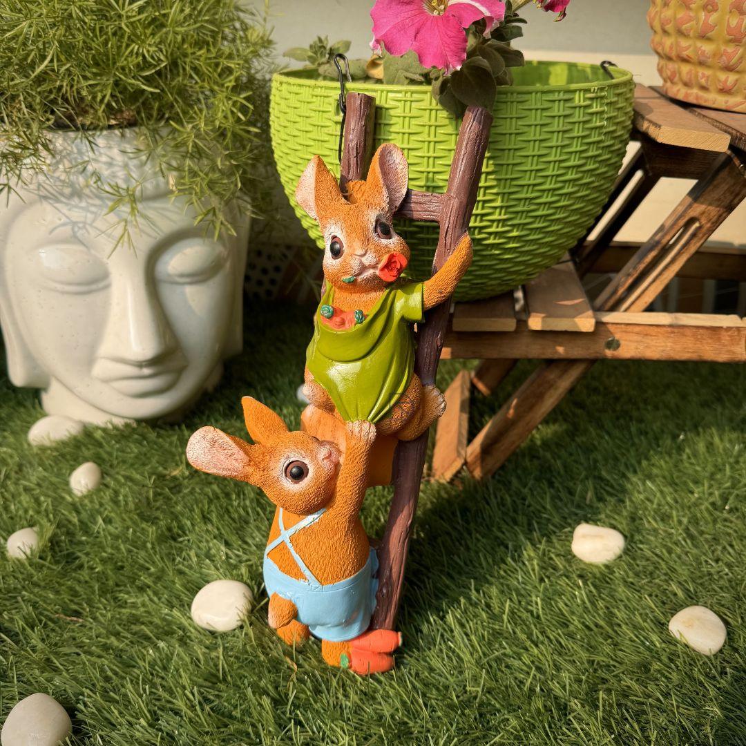 Rabbit Climbing Ladder Statue - The Decorshed