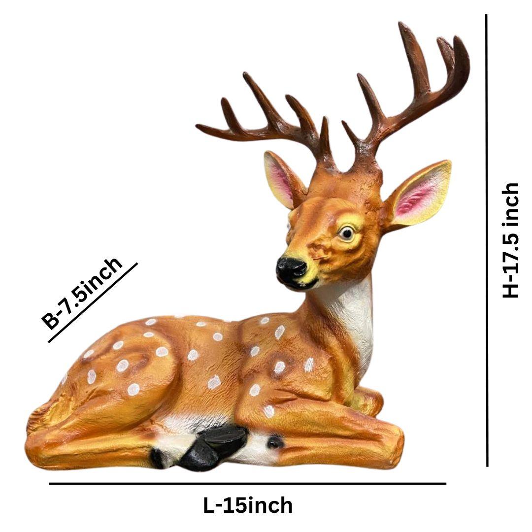 Sitting Deer with horn for Garden Decor - The Decorshed