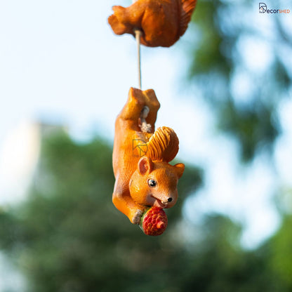 Playful Squirrel on String for Garden Decor