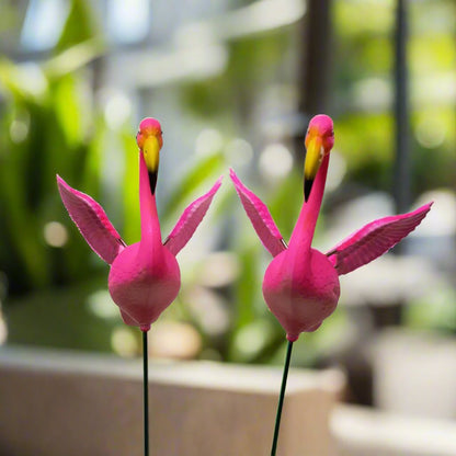 Metal & PVC Flamingo Garden Stakes (Pack of 2)