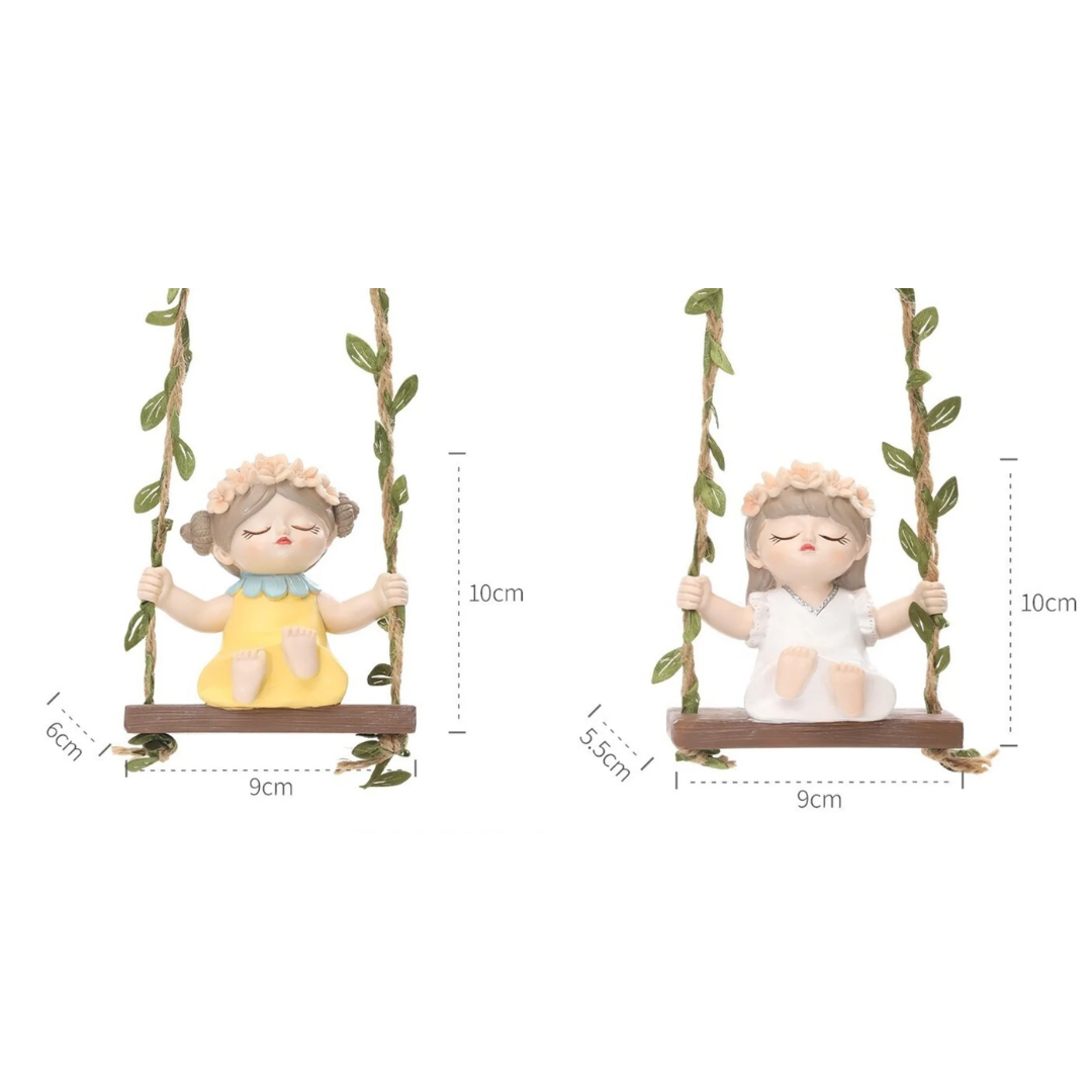 Garden Fairy Combo Set - Hanging Fairy Girl Swing Ornaments (Set of 2)