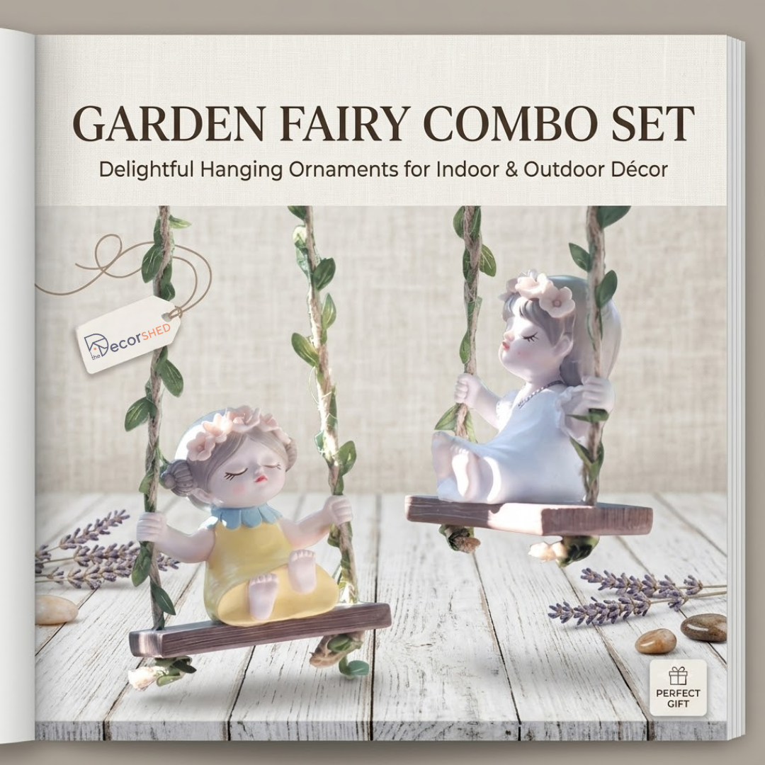 Garden Fairy Combo Set - Hanging Fairy Girl Swing Ornaments (Set of 2)