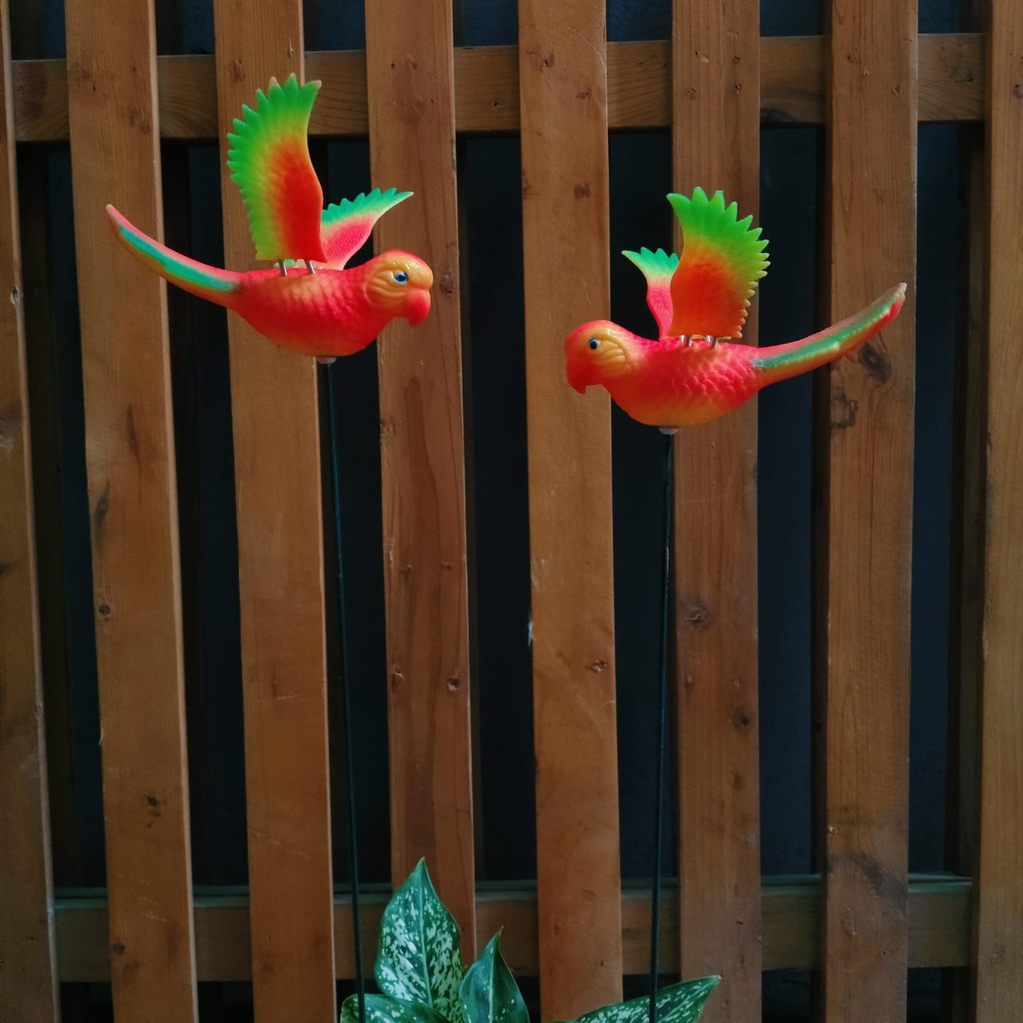 Tropical Parrot Garden Stake | Set of 2 Neon Bird Plant Pot Stakes