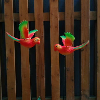 Tropical Parrot Garden Stake | Set of 2 Neon Bird Plant Pot Stakes