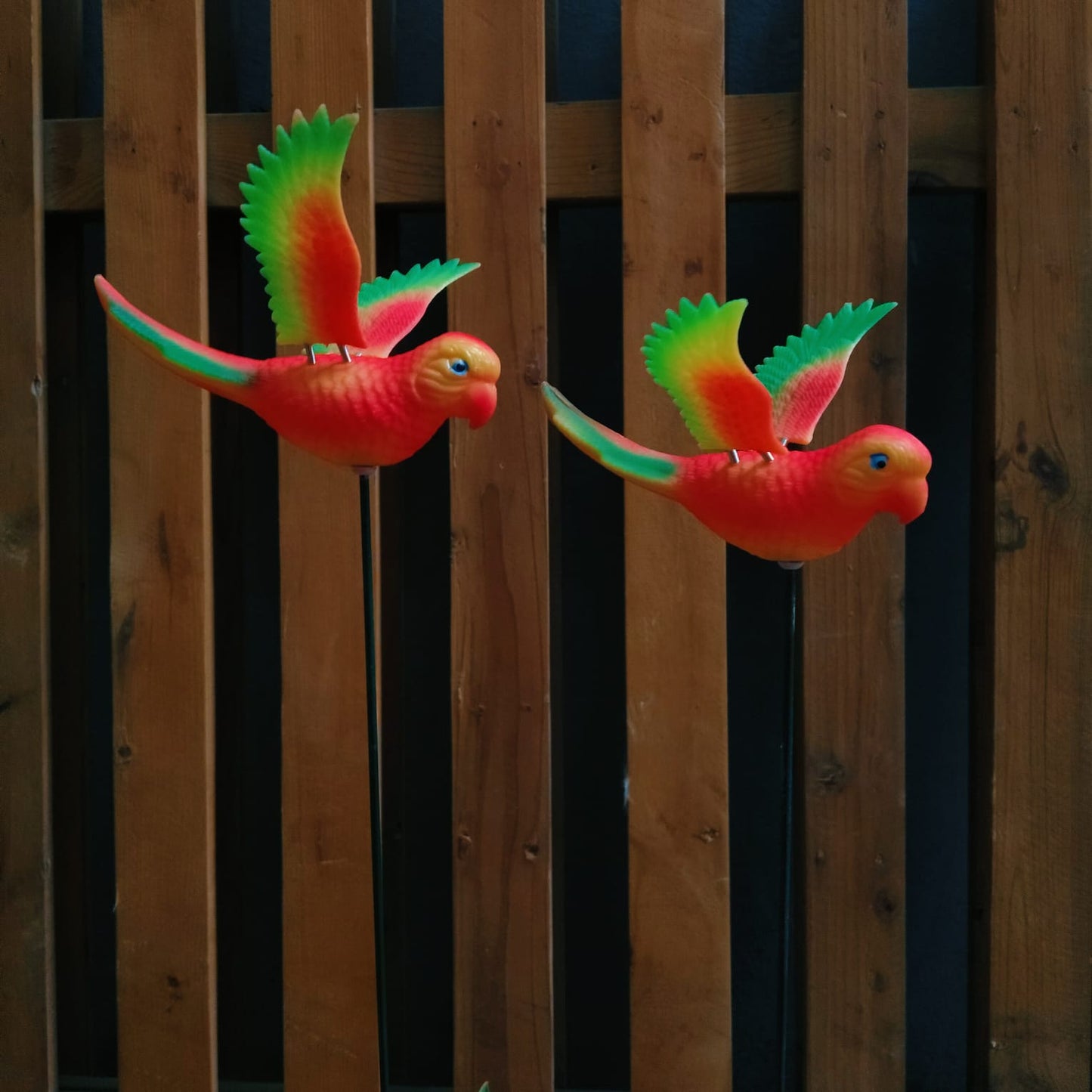 Tropical Parrot Garden Stake | Set of 2 Neon Bird Plant Pot Stakes