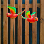 Tropical Parrot Garden Stake | Set of 2 Neon Bird Plant Pot Stakes