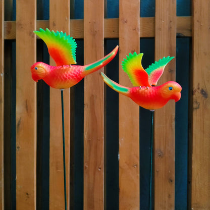 Tropical Parrot Garden Stake | Set of 2 Neon Bird Plant Pot Stakes