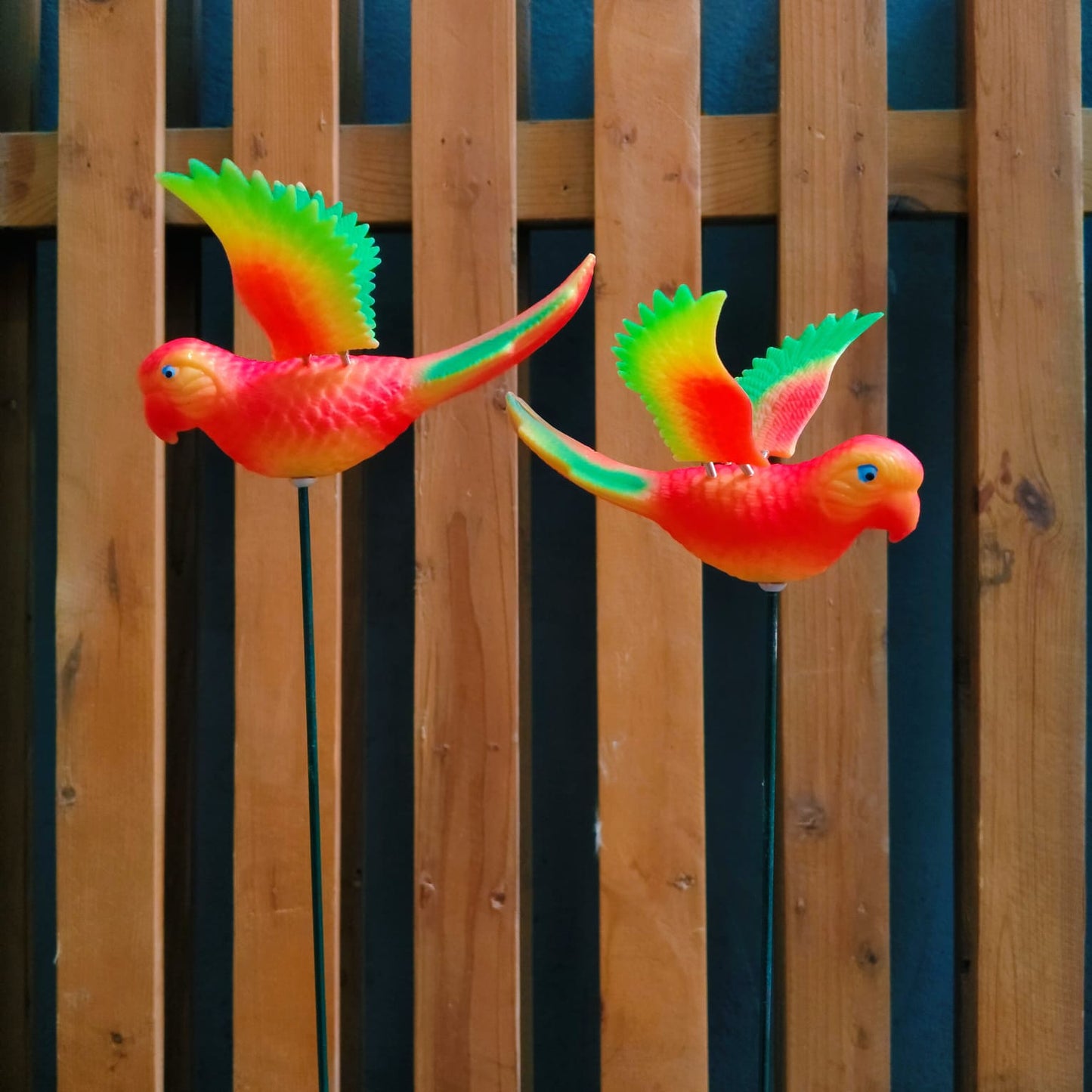 Tropical Parrot Garden Stake | Set of 2 Neon Bird Plant Pot Stakes