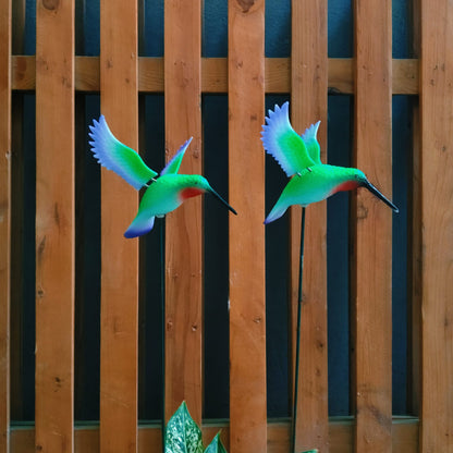 Flying Hummingbird Garden Stake Decor| Bird Plant Pot Stakes (Set of 2)