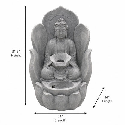 Buddha Water Fountain Statue — Meditating Buddha in Lotus Hand for Home & Garden