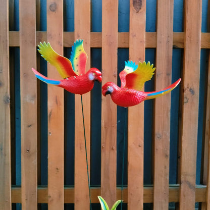 Parrot Garden Stake Decor | Bird Plant Pot Stakes (Set of 2)