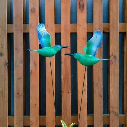 Hummingbird Garden Stakes – Set of 2 Decorative Bird Plant Picks