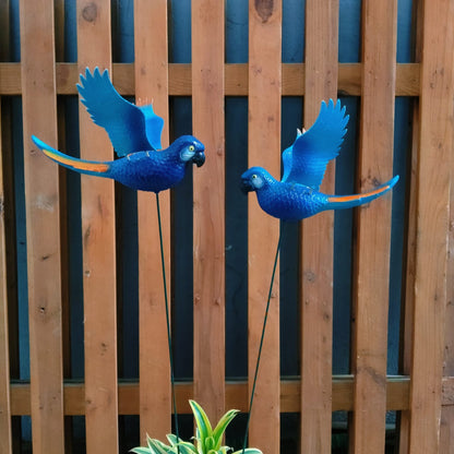 Parrot Garden Stake Decor | Bird Plant Pot Stakes (Set of 2)
