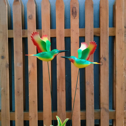 Hummingbird Garden Stakes – Set of 2 Decorative Bird Plant Picks