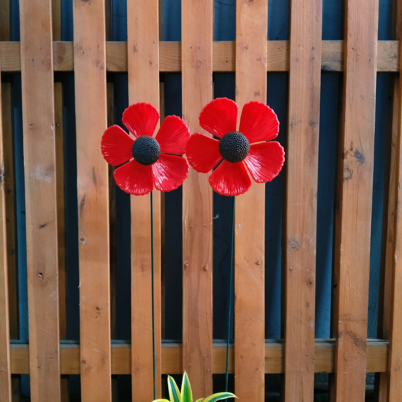 Poppy & Cosmos Flower Garden Stake | Plant Pot Stakes (Set of 2)