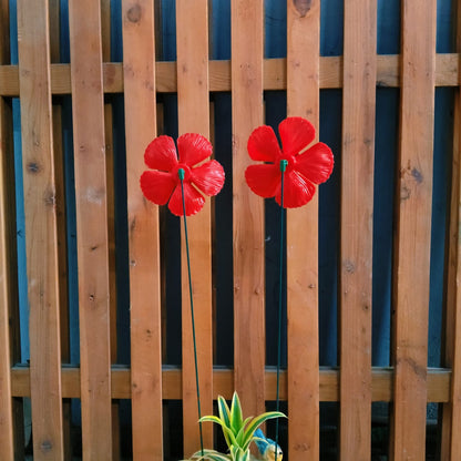 Poppy & Cosmos Flower Garden Stake | Plant Pot Stakes (Set of 2)
