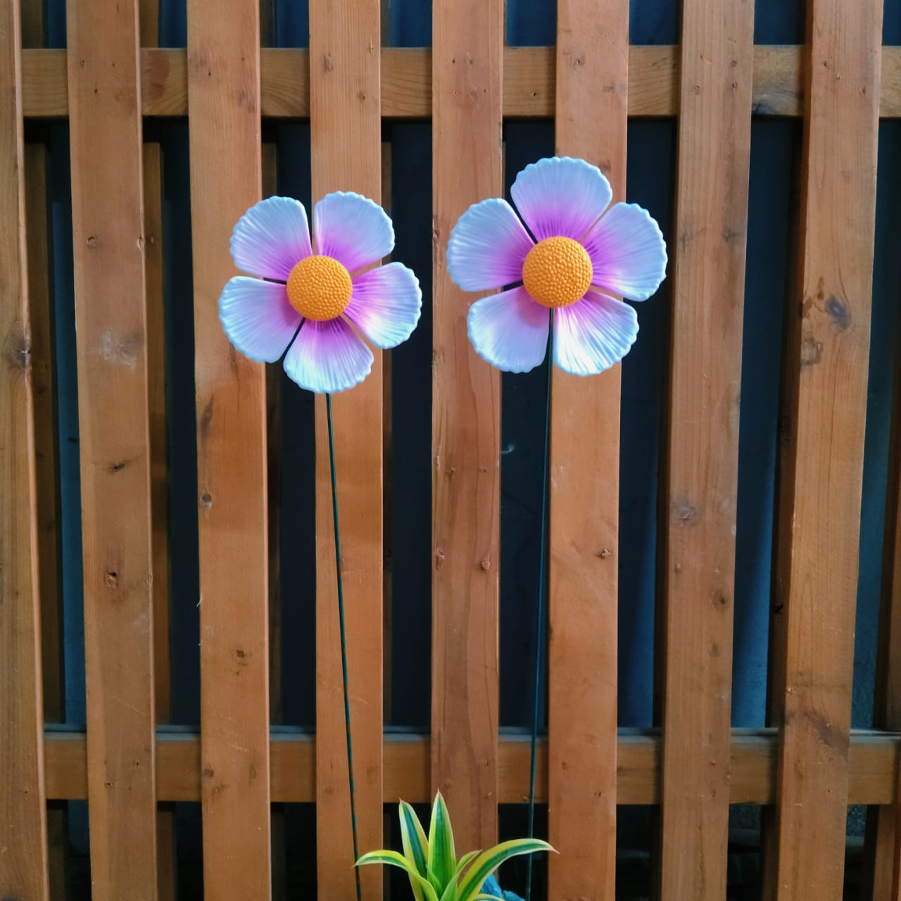 Poppy & Cosmos Flower Garden Stake | Plant Pot Stakes (Set of 2)