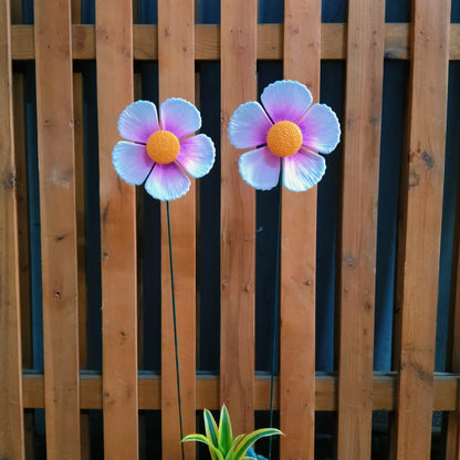 Poppy & Cosmos Flower Garden Stake | Plant Pot Stakes (Set of 2)