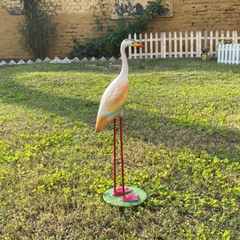 White Metal leg Crane showpiece -    The Decorshed 