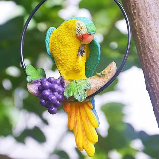 Hanging Parrot on Ring for Garden Decor