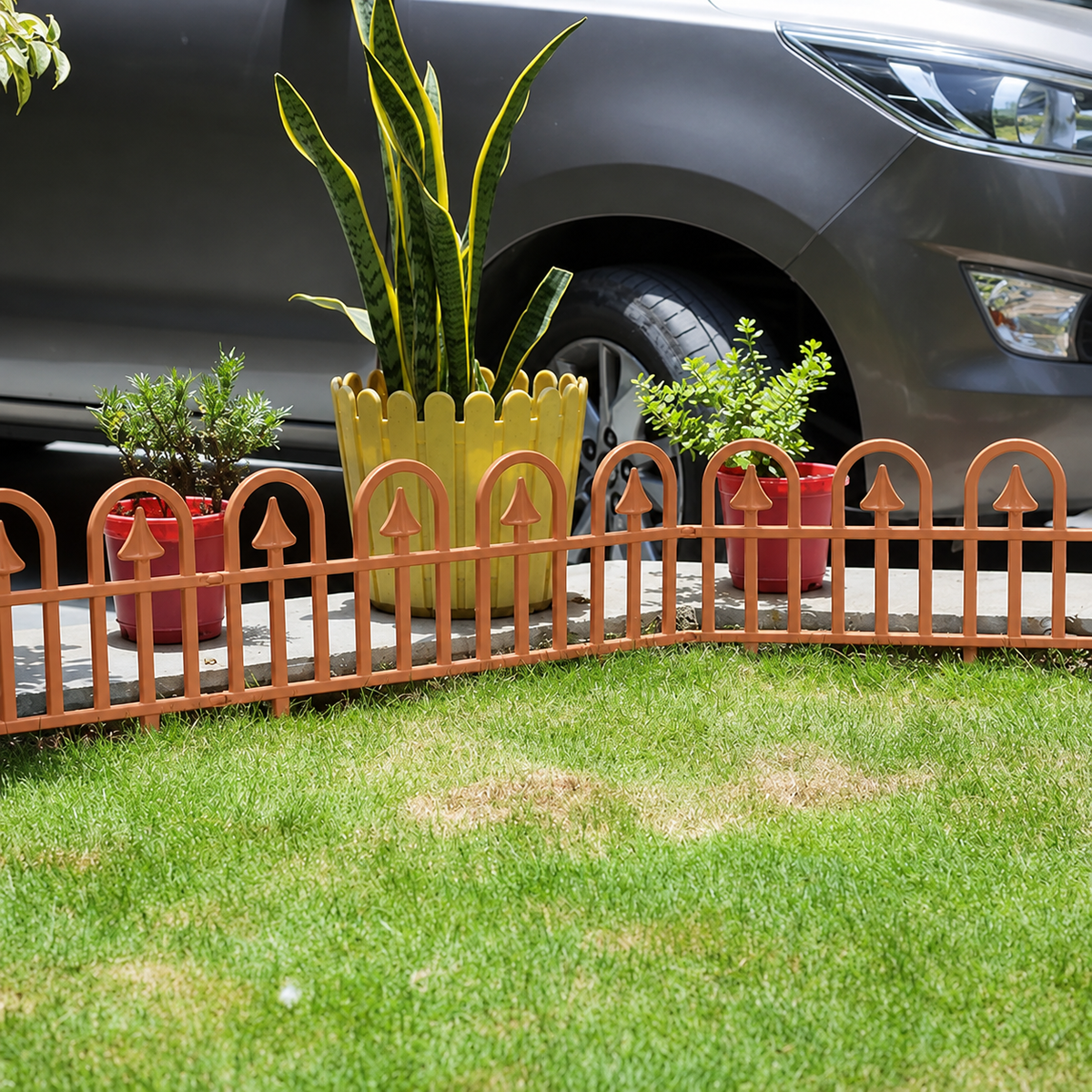 Honey Golden PVC Decorative Garden Fence Pack of 5 - Garden Border Fence Panel
