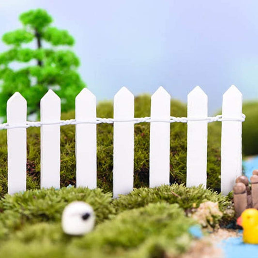 Miniature Fence for Fairy Garden Decor (White)Tray Garden Bonsai Tray (Set of 2)