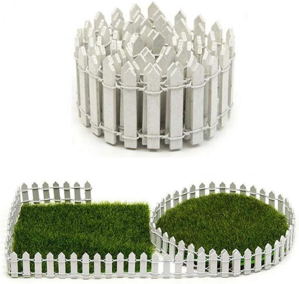 Miniature Fence for Fairy Garden Decor (White)Tray Garden Bonsai Tray (Set of 2)