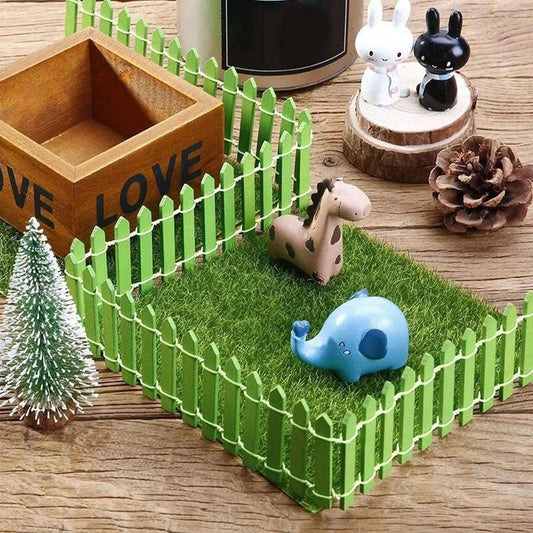 Miniature Fence for Fairy Garden Decor (Green)Tray Garden Bonsai Tray(Set of 2)