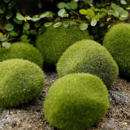 Miniature Green Foam Moss Stone for Bonsai Decor (Pack of 10 Different Size)