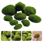 Miniature Green Foam Moss Stone for Bonsai Decor (Pack of 10 Different Size)