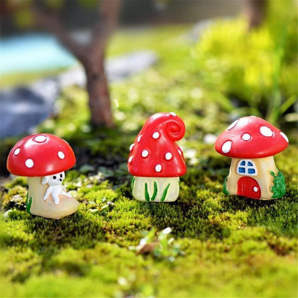 Miniature Mushroom House for Tray Decor(Set of 3)