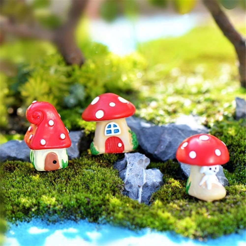 Miniature Mushroom House for Tray Decor(Set of 3)