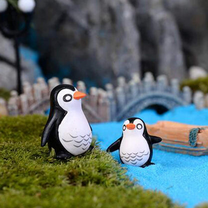 Miniature Penguin Set for Bonsai Tray Decor