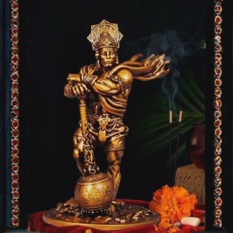 Gold Resin Hanuman Idol for Home, Car & Altar Decor