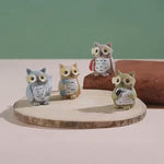 Mini Owl Figurines Set of 4 for Home, Fairy Garden & Indoor Decor