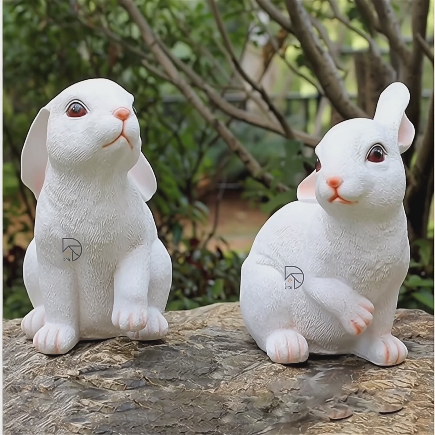 Realistic Rabbit Figurines For Garden Decor