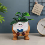 Smiling Face Rocking Chair Planter with Book | Cute Desk & Home Decor Pot