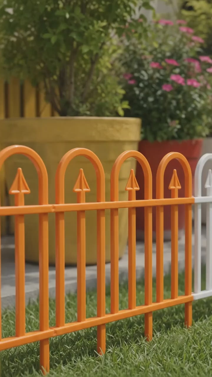 Tricolour Garden Fence Set of 6 — Decorative Plastic Lawn Edging