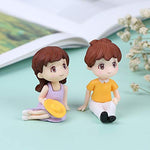 Miniature Sitting Couple Figurine for Bonsai Tray Decor