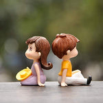 Miniature Sitting Couple Figurine for Bonsai Tray Decor