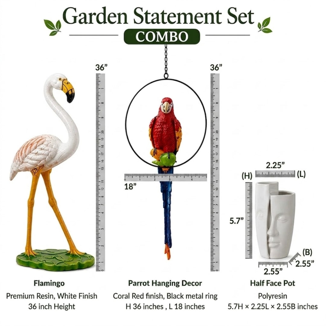Garden Statement Set | Flamingo & Parrot Focal Point Combo