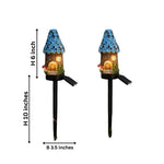 Fairy Mushroom & Flower House Solar Garden Lights - Blue (Pack of 2)