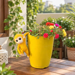 Cute Climbing Monkey Planter Decor - Yellow Resin Monkey Pot Hanger