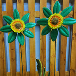 Decorative Sunflower Garden Stakes | Resin Flower Pot Decor – Pack of 2
