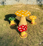 Mushroom Center Table with Three Sitting Stools